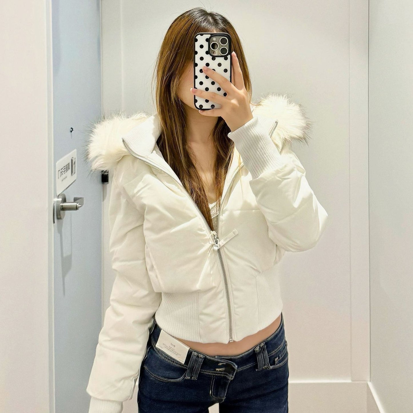 Veste Femme Courte à Capuche et Col