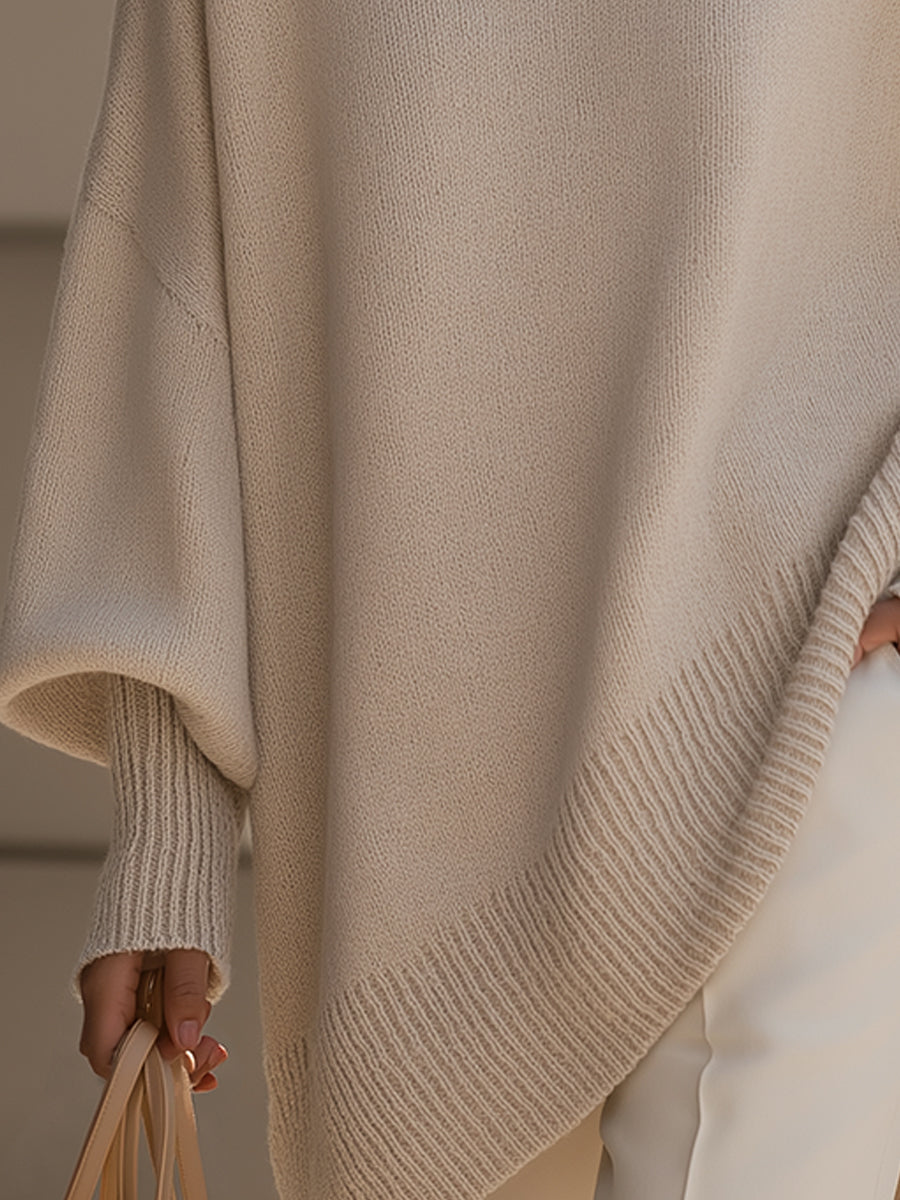 Pull Poncho Oversize En Maille