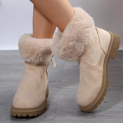 Bottes d’Hiver Femme Doublées – Chaudes, Confortables & Fermeture Zippée