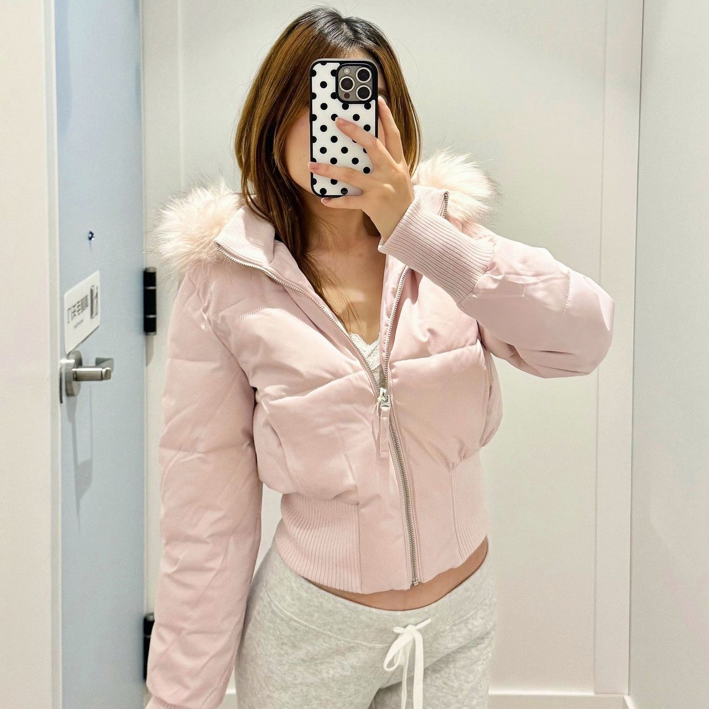 Veste Femme Courte à Capuche et Col