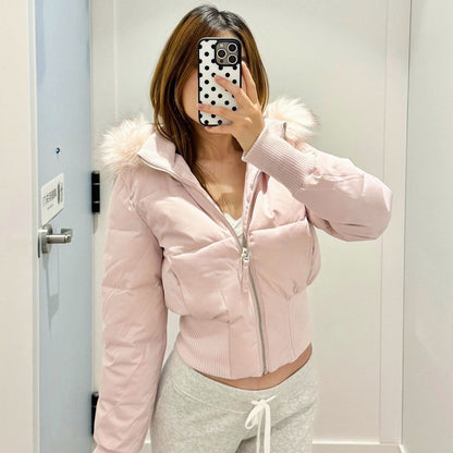 Veste Femme Courte à Capuche et Col