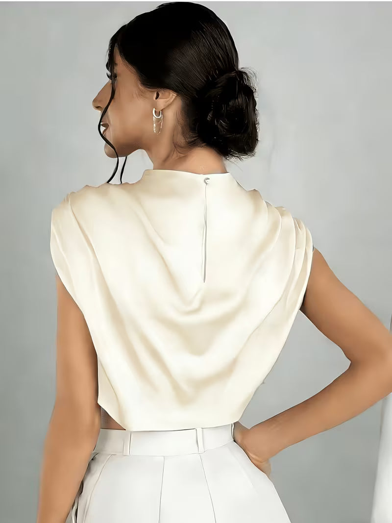 Crop Top Drapé En Satin