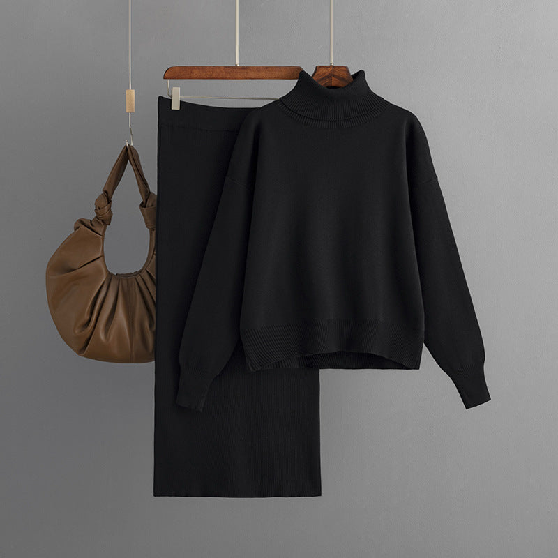 Ensemble Femme Col Roulé & Jupe Moulante –  Confort Hiver