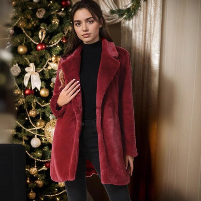 Manteau Femme Mi-Long en Fausse Fourrure