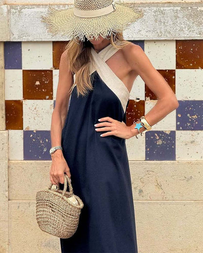 Robe Élégante Dos Nu Avec Encolure Croisée