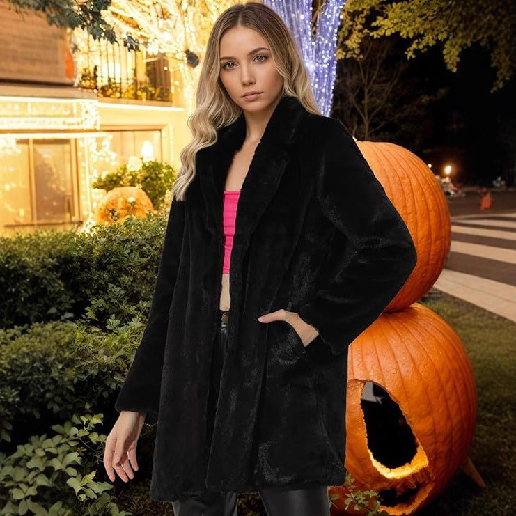 Manteau Femme Mi-Long en Fausse Fourrure