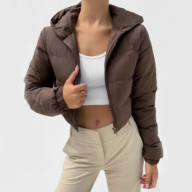Veste Courte Femme à Capuche Zippée – Hiver Chaud
