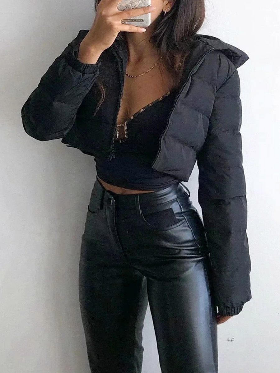 Veste Courte Femme à Capuche Zippée – Hiver Chaud