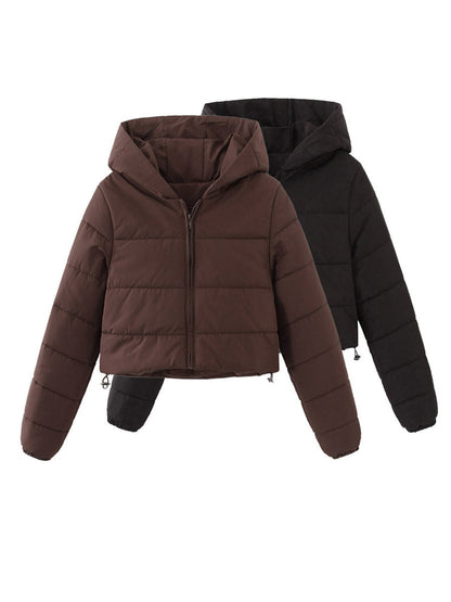 Veste Courte Femme à Capuche Zippée – Hiver Chaud