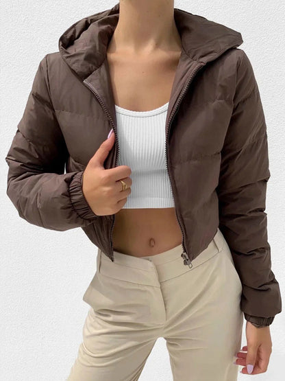 Veste Courte Femme à Capuche Zippée – Hiver Chaud
