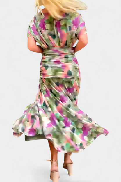 Robe Marissa Longue À Fleurs & Col En V