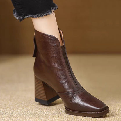 Bottines Femme à Bout Carré – Style Rétro Chic & Confortable