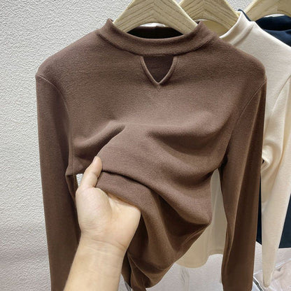 Chemise à col roulé mi-haut brossé double face
