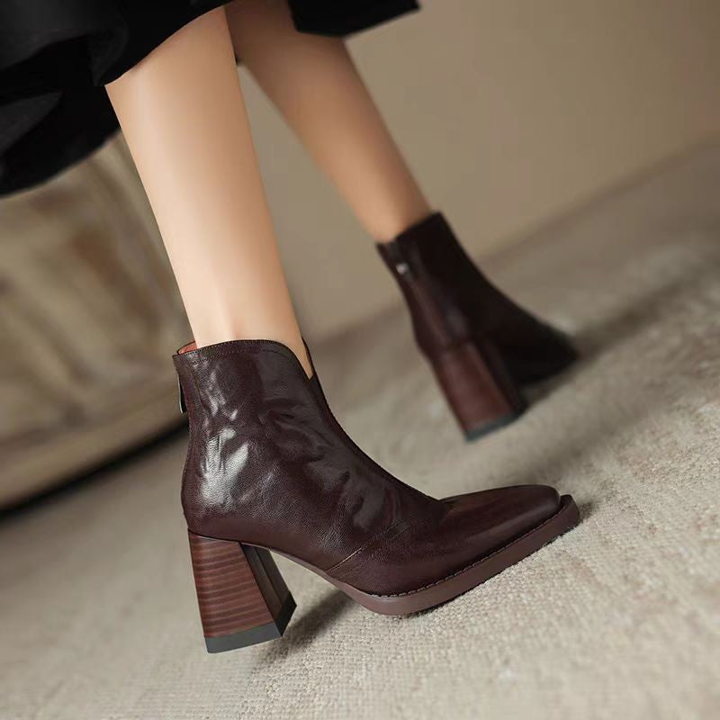 Bottines Femme à Bout Carré – Style Rétro Chic & Confortable