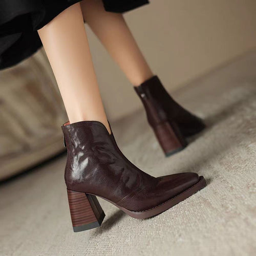 Bottines Femme à Bout Carré – Style Rétro Chic & Confortable