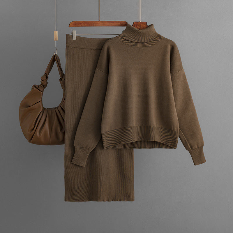Ensemble Femme Col Roulé & Jupe Moulante –  Confort Hiver