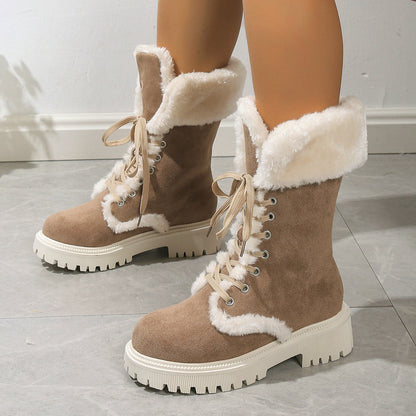 Bottes de Neige Femme à Lacets – Doublées Chaudes, Confortables