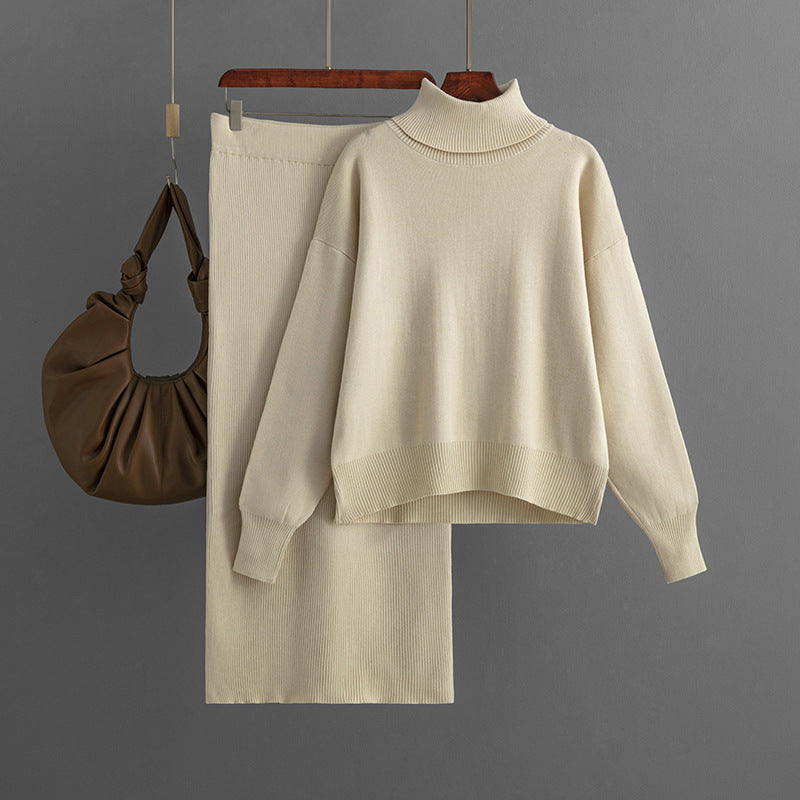 Ensemble Femme Col Roulé & Jupe Moulante –  Confort Hiver