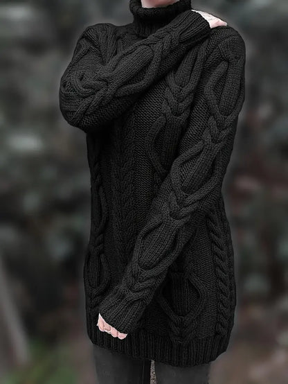 Pull-Robe À Col Roulé En Maille Torsadée Épaisse
