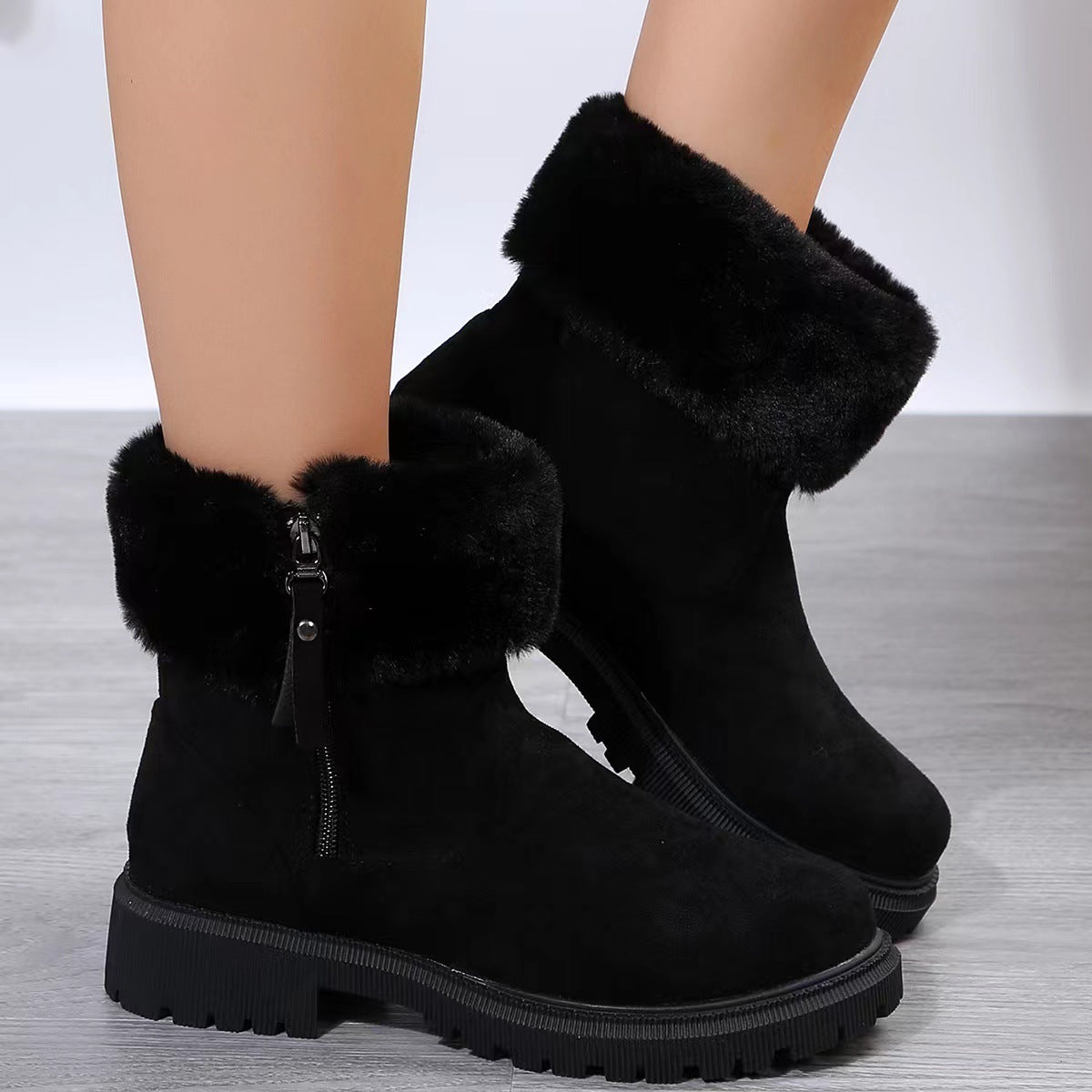 Bottes d’Hiver Femme Doublées – Chaudes, Confortables & Fermeture Zippée