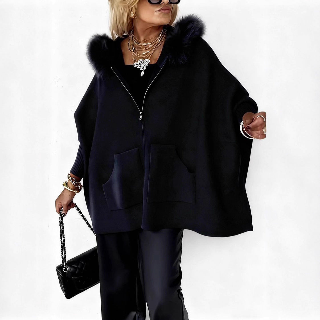 Cardigan Cape Oversize Femme – Chaud & Élégant
