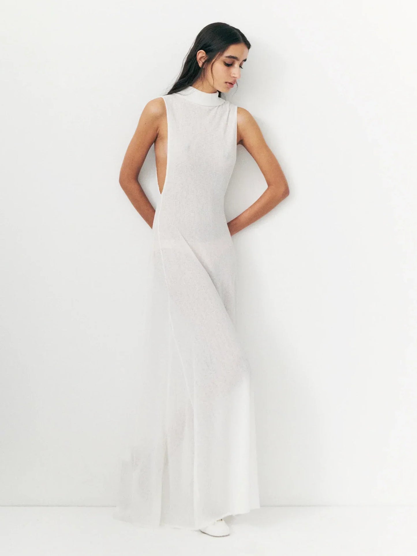 Robe Élégante Évasée Sans Manches