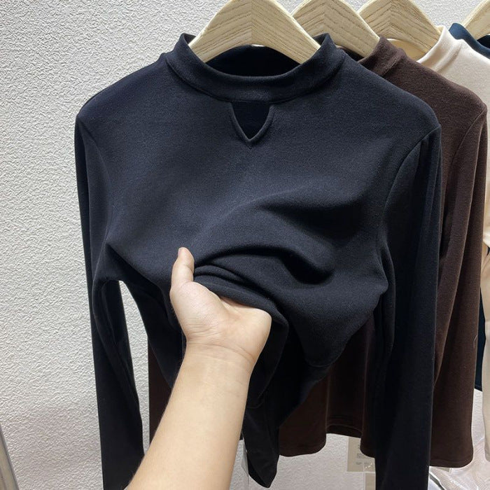 Chemise à col roulé mi-haut brossé double face