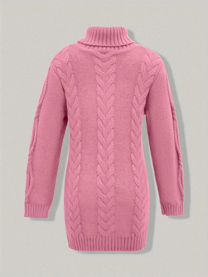 Pull-Robe À Col Roulé En Maille Torsadée Épaisse
