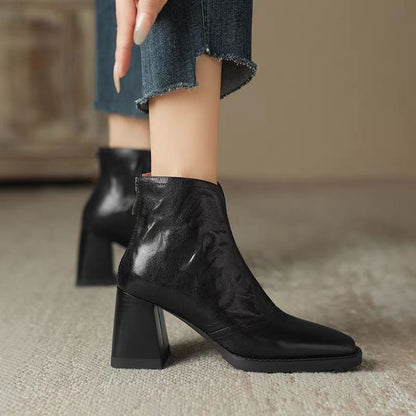 Bottines Femme à Bout Carré – Style Rétro Chic & Confortable