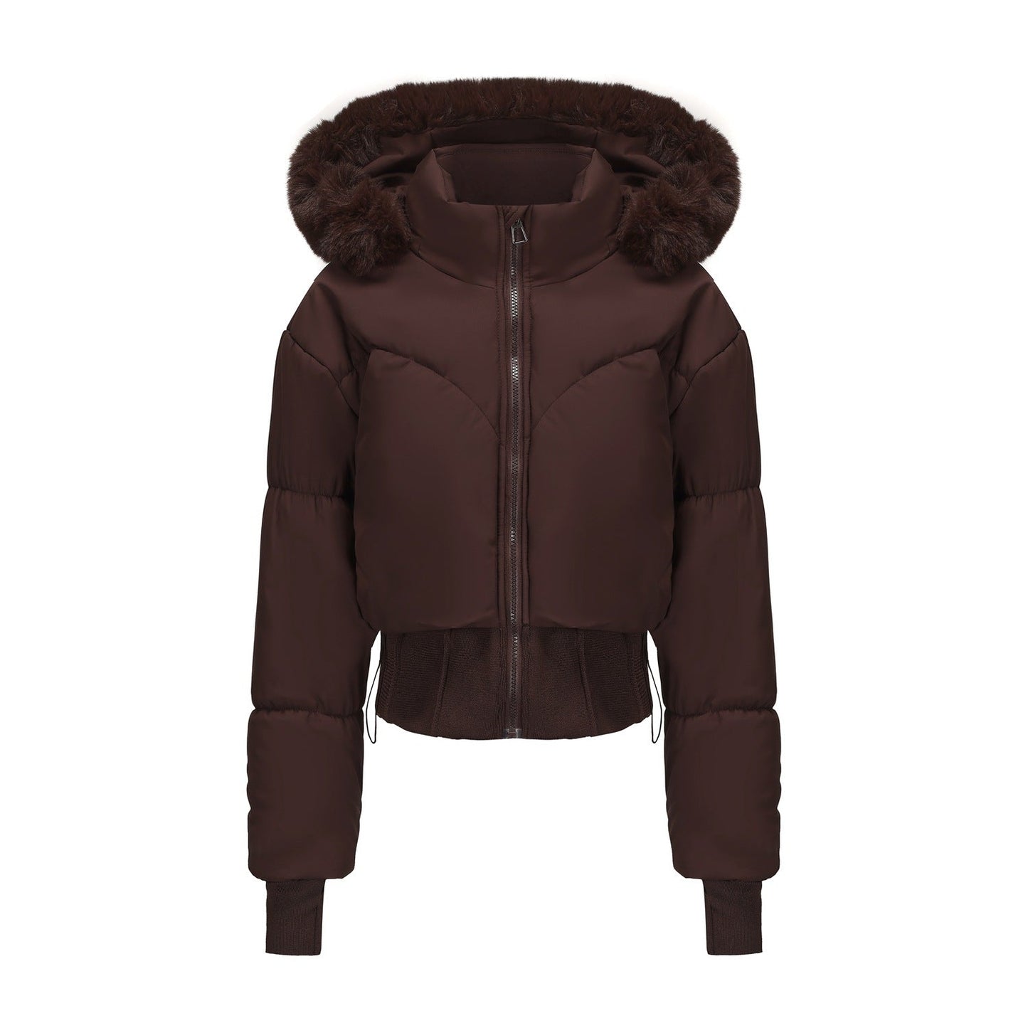 Veste Femme Courte Cintrée à la Taille avec Capuche