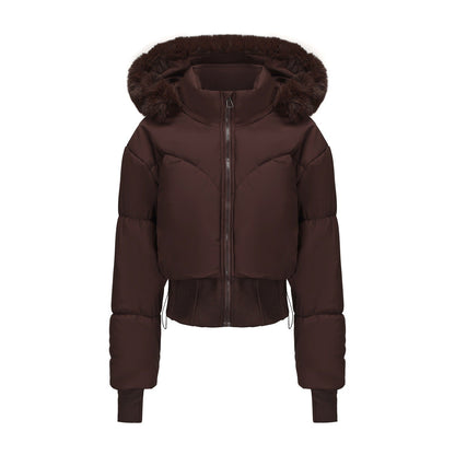 Veste Femme Courte Cintrée à la Taille avec Capuche