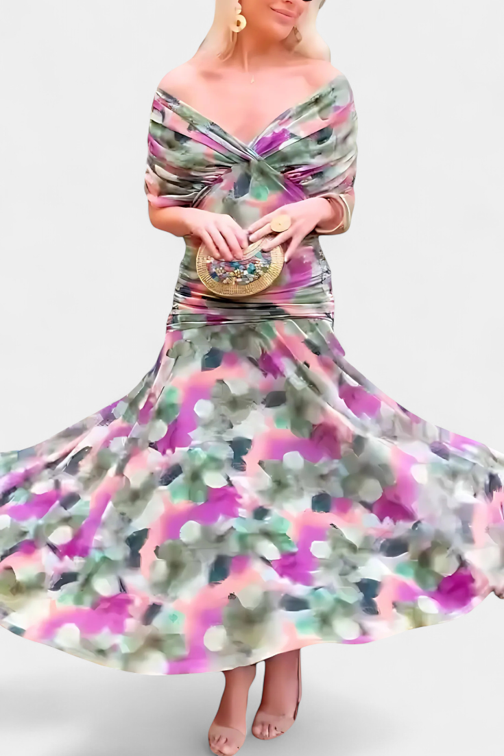 Robe Marissa Longue À Fleurs & Col En V