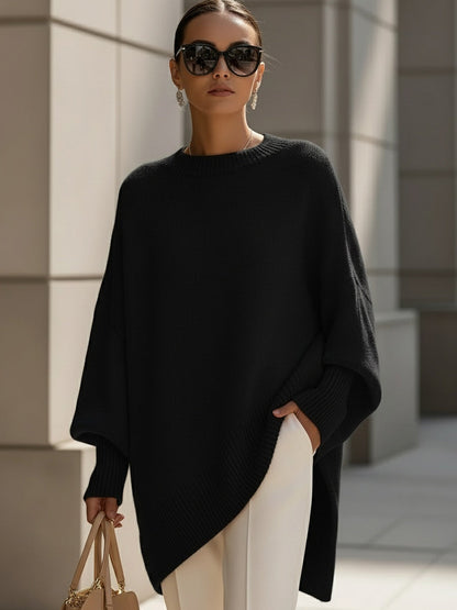 Pull Poncho Oversize En Maille