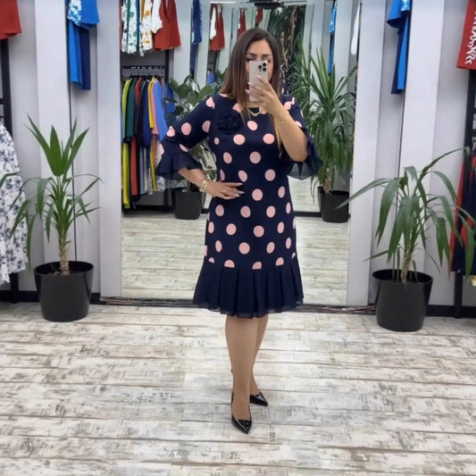 Robe Lila Plissée À Pois