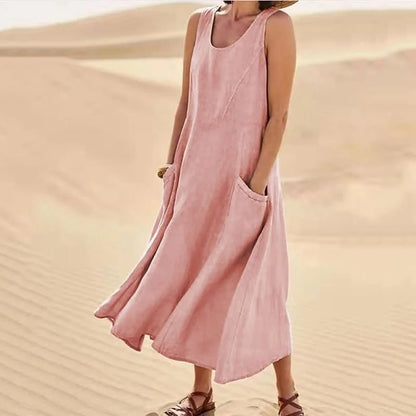 Robe Sans Manches En Coton & Lin