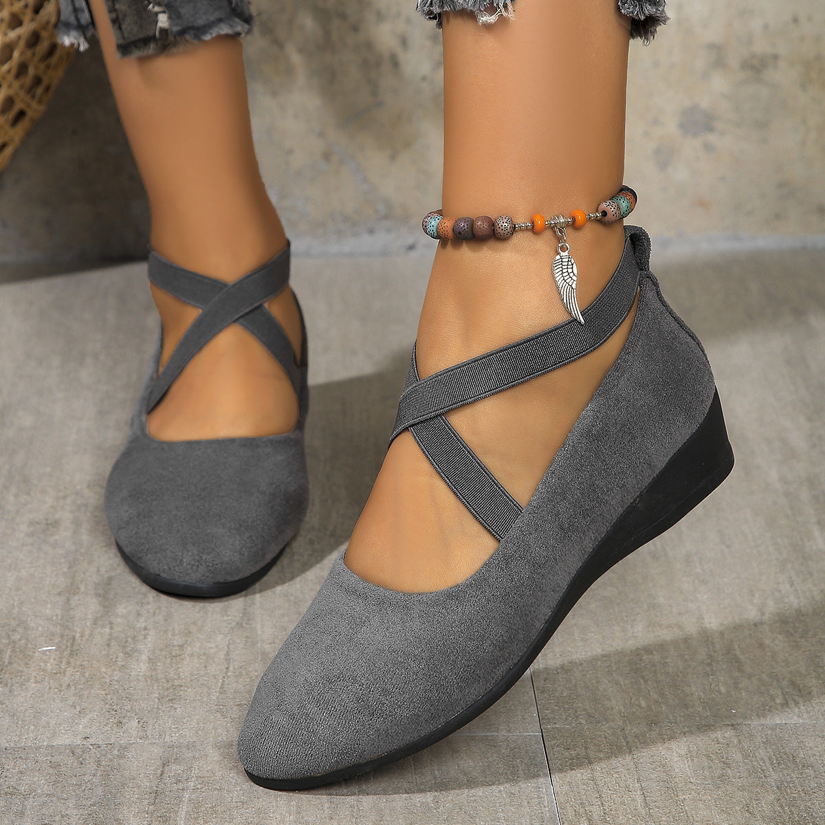 Ballerines À Talons Compensés Fermées