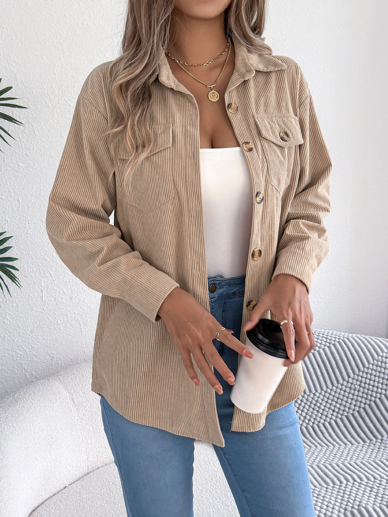Veste mi-longue à manches longues