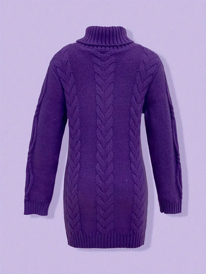 Pull-Robe À Col Roulé En Maille Torsadée Épaisse