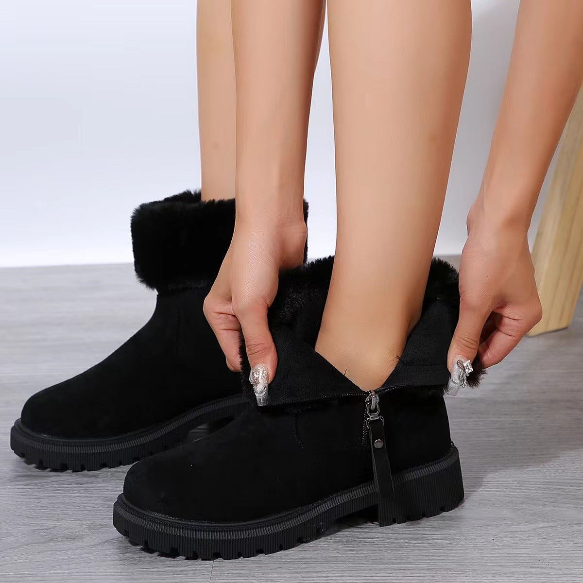 Bottes d’Hiver Femme Doublées – Chaudes, Confortables & Fermeture Zippée