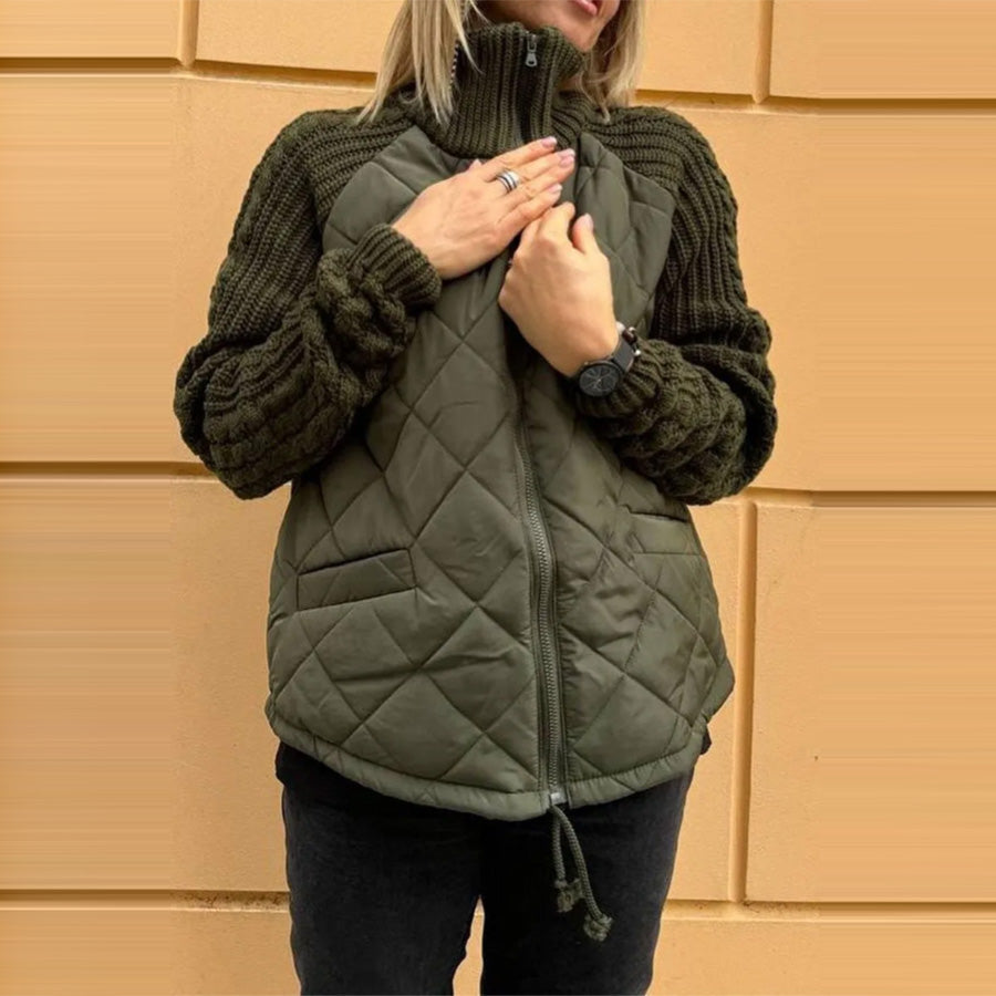 Veste d’Hiver Femme Matelassée à Col Montant – Élégante & Pratique