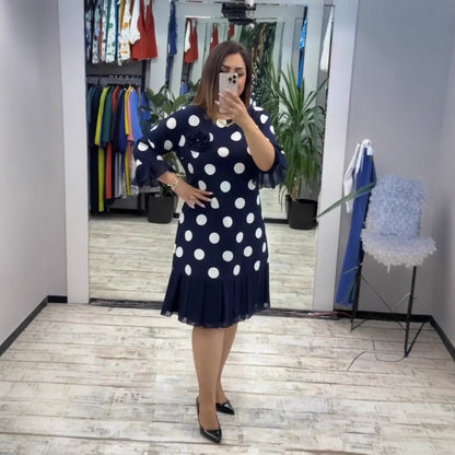 Robe Lila Plissée À Pois