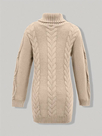 Pull-Robe À Col Roulé En Maille Torsadée Épaisse