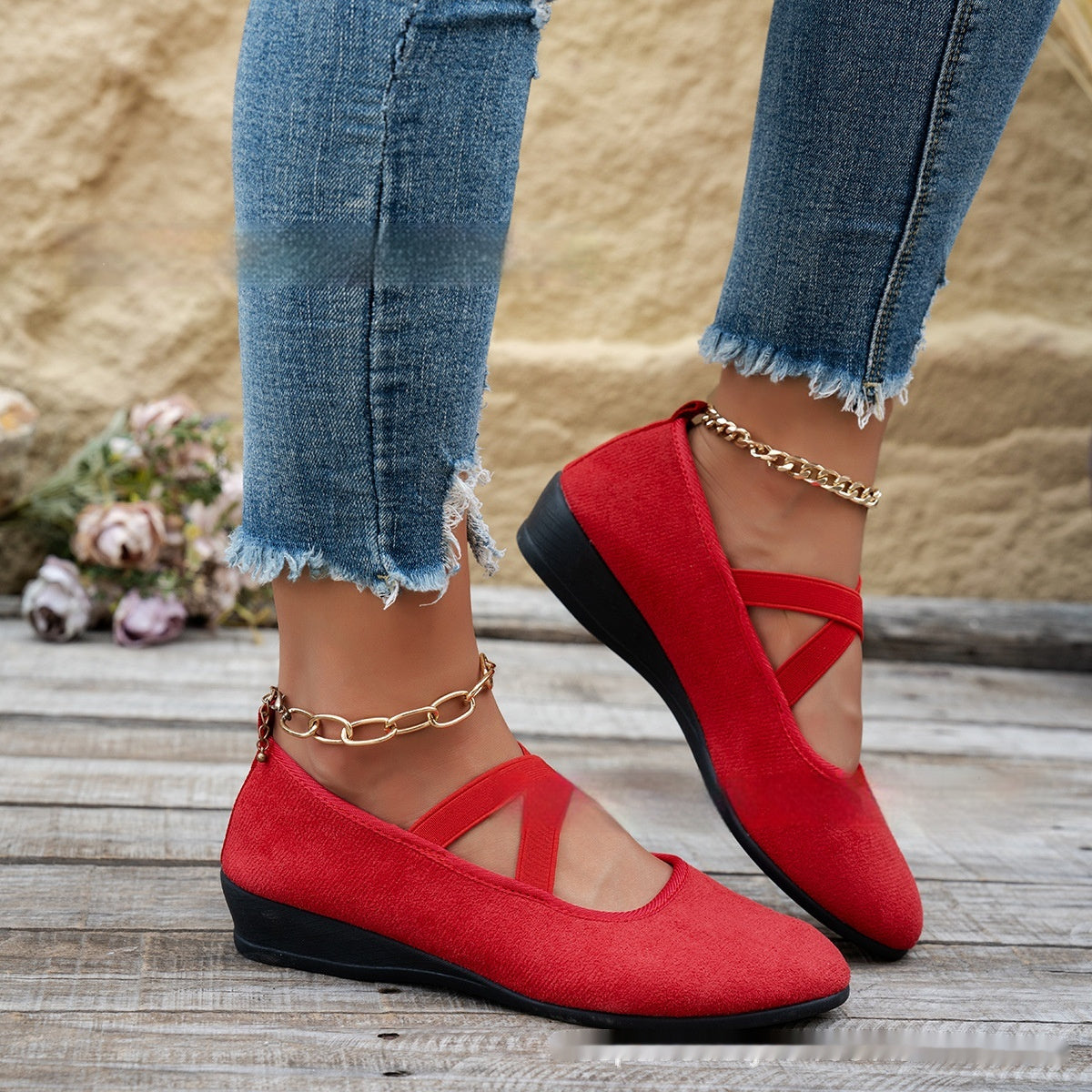 Ballerines À Talons Compensés Fermées