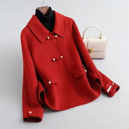 Manteau neuf en laine double face épais pour femmes