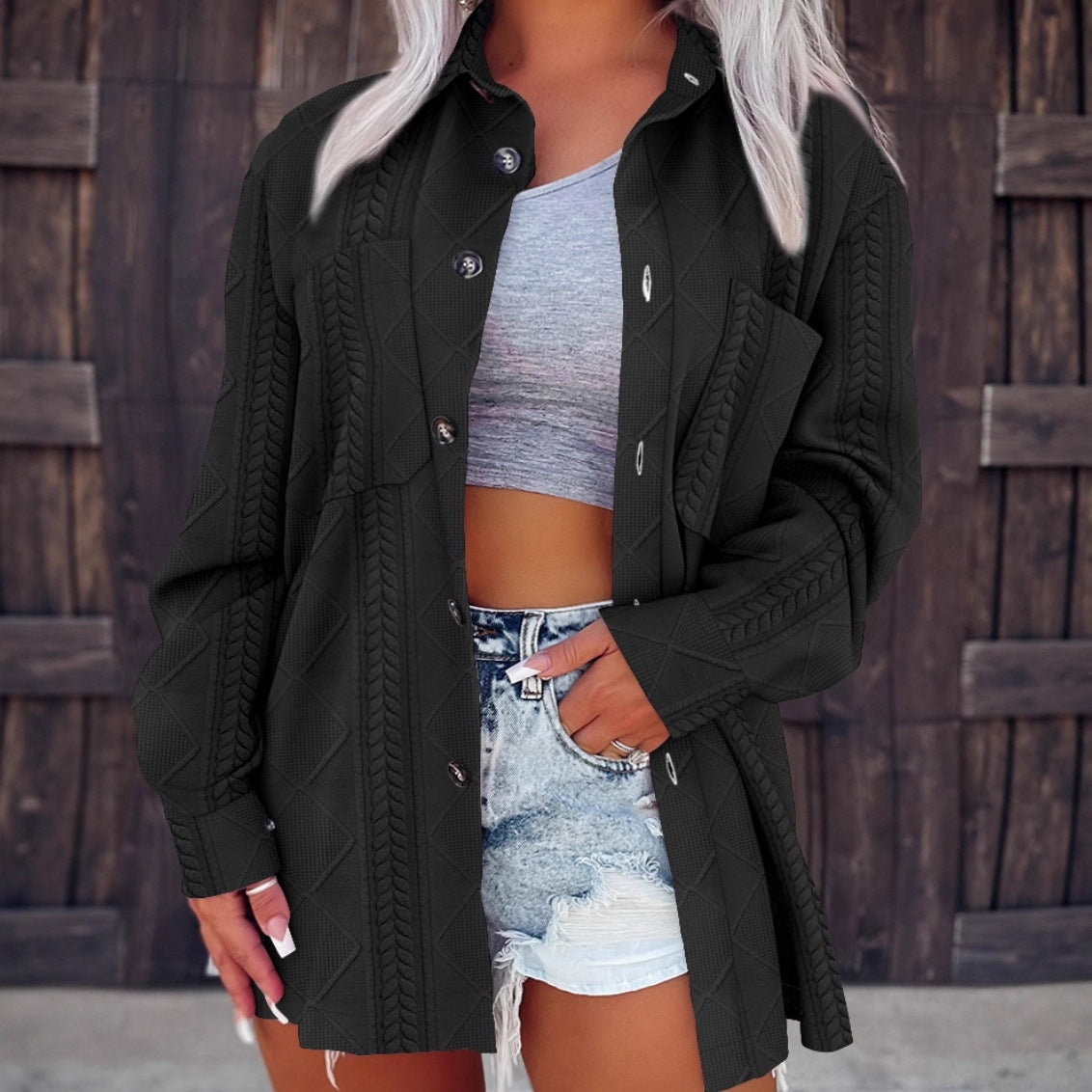 Veste  Femme en Maille à Col Polo – Boutonné, Couleur Unie & Élégance Hiver