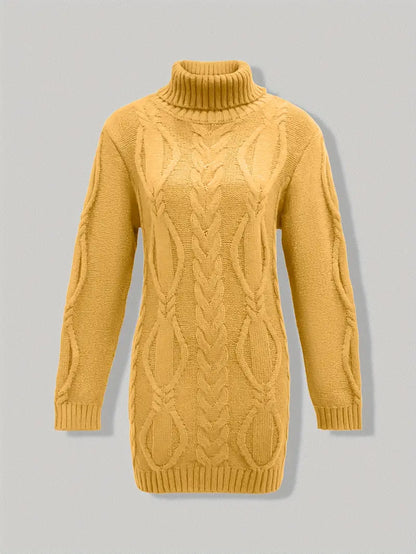 Pull-Robe À Col Roulé En Maille Torsadée Épaisse