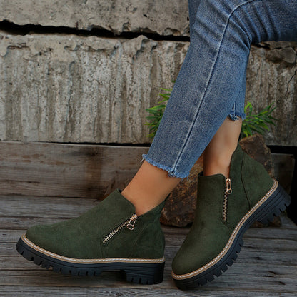 Bottines Plates Zippées