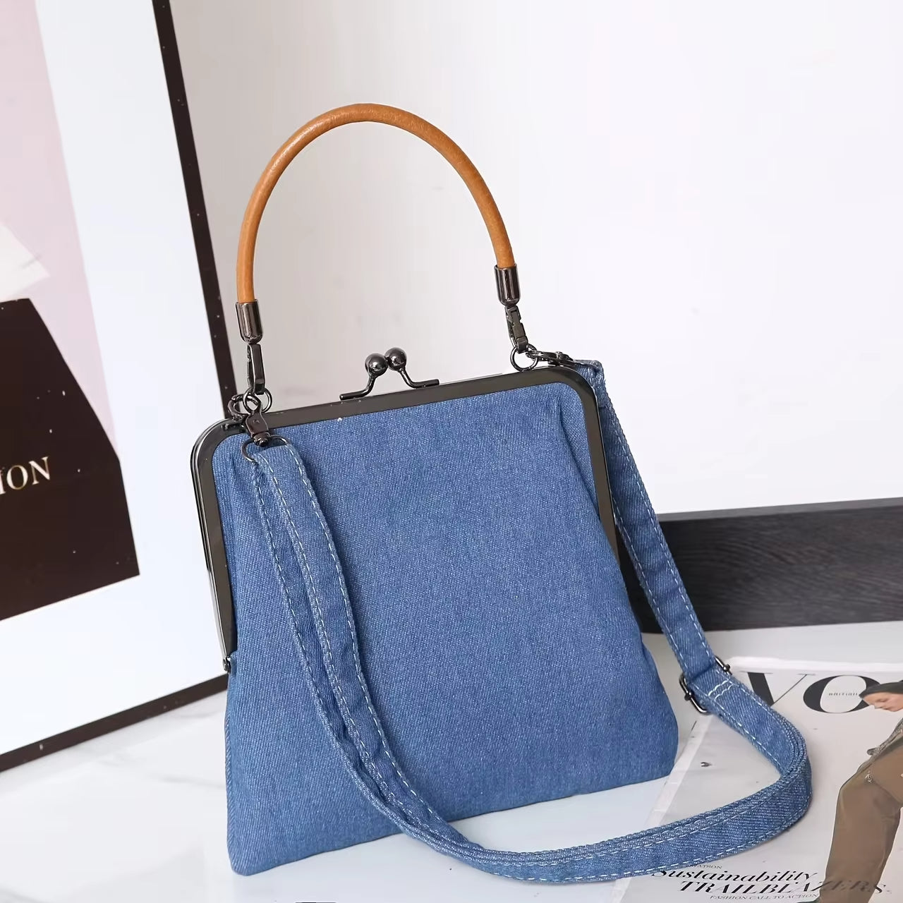 Sac À Bandoulière En Jean Premium