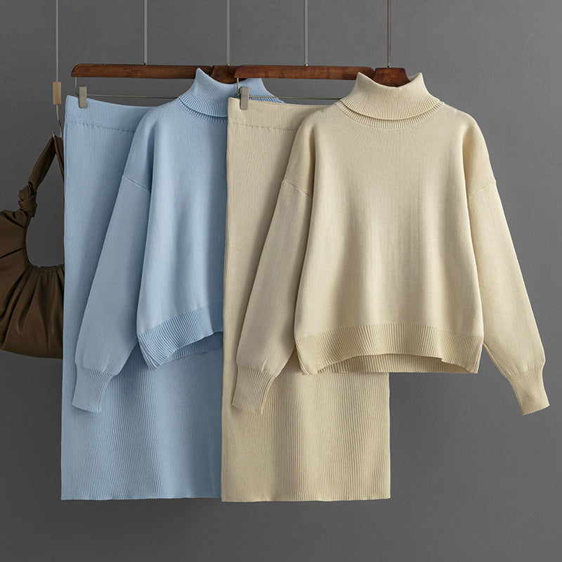 Ensemble Femme Col Roulé & Jupe Moulante –  Confort Hiver