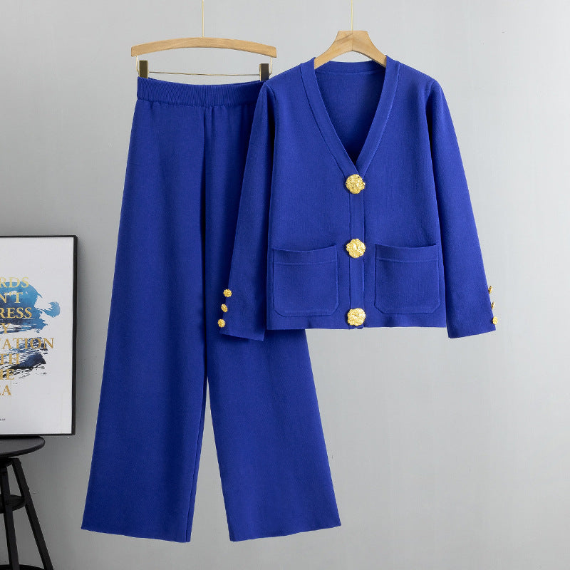 Ensemble Cardigan Femme en Maille – Chic Décontracté & Boucle Métallique
